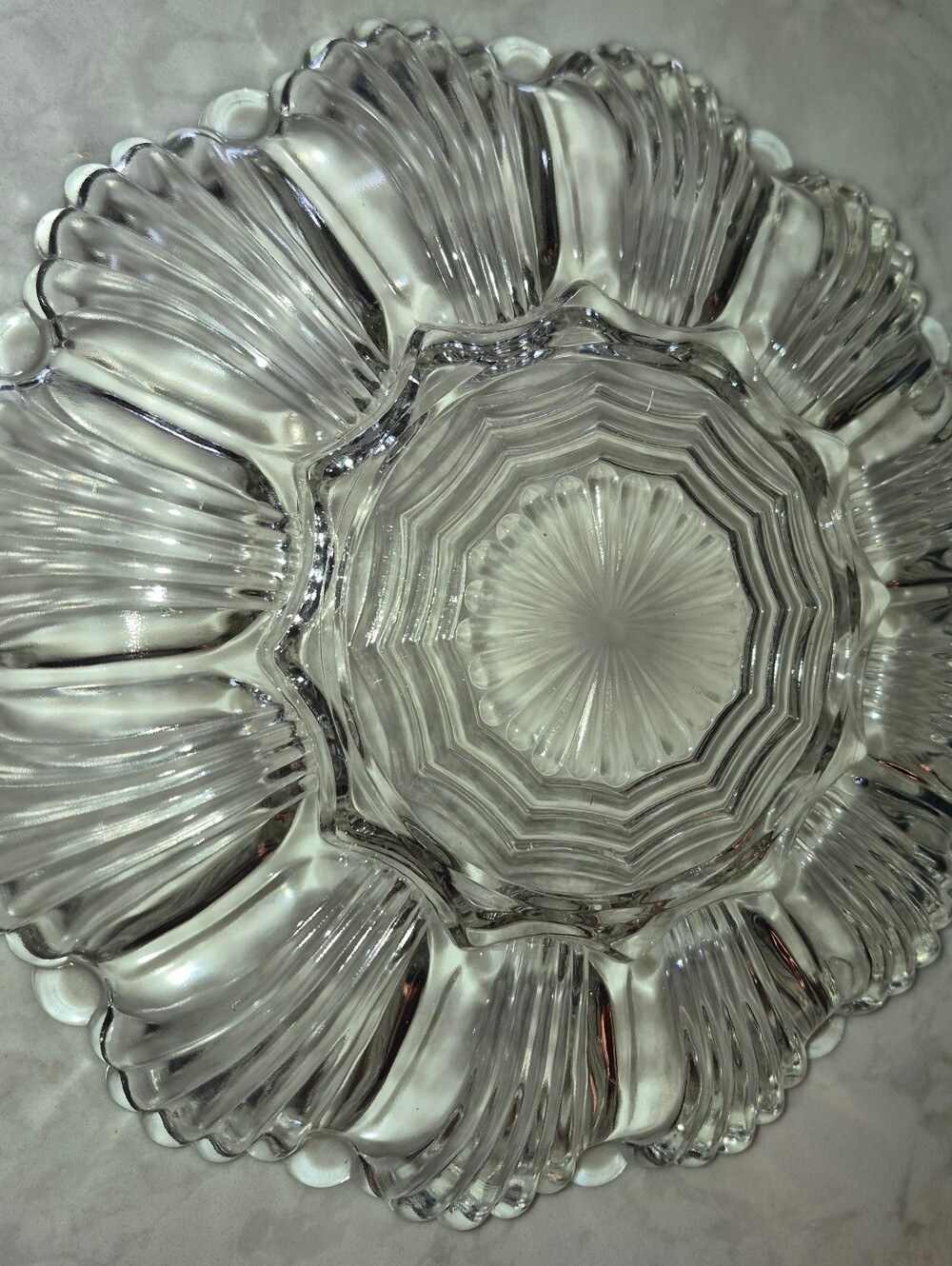 Vintage Anchor Hocking Pattern 896 Clear Glass Deviled Egg Plate (circa 1950s), - Picture 2 of 3